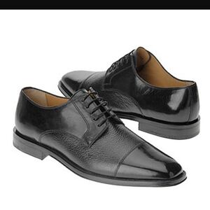 Classic Black Leather Men's Dress Shoes, Johnston & Murphy, Corbett II, 10.5M